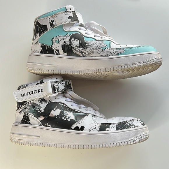 Muichiro Tokito Sneakers Air Mid Anime Mix Manga Demon Slayer Size 8.5 USED - Picture 4 of 16